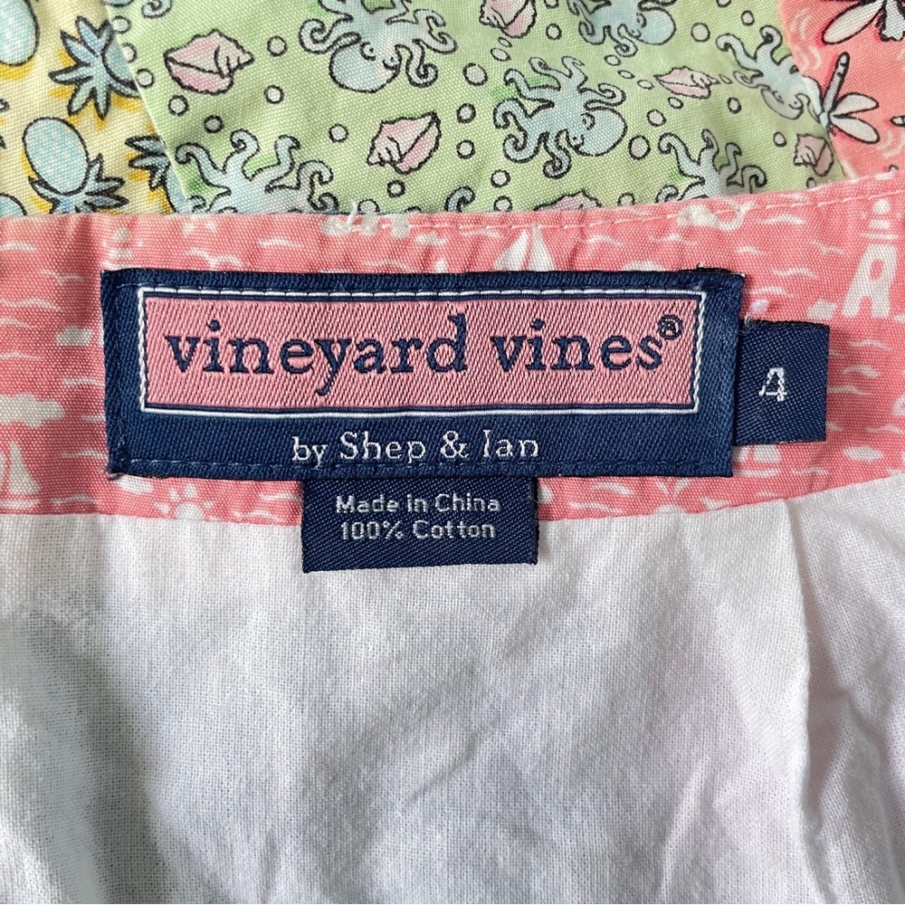 Vineyard Vines Patchwork Cotton Skirt Size 4 Coastal Preppy Quilted Look cottage - Picture 4 of 7